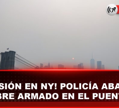 Tensión en el Puente de Brooklyn: Policía de Nueva York abatió a un hombre armado con un cuchillo Agentes de policía y vehículos de emergencia en el Puente de Brooklyn en Nueva York.