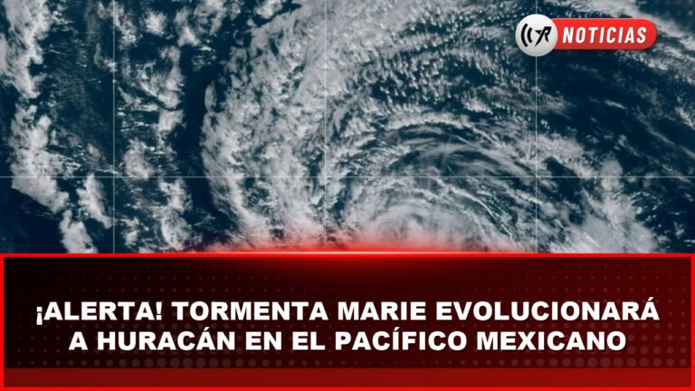 Imagen satelital de la tormenta tropical Marie en el Océano Pacífico frente a las costas del occidente de México.